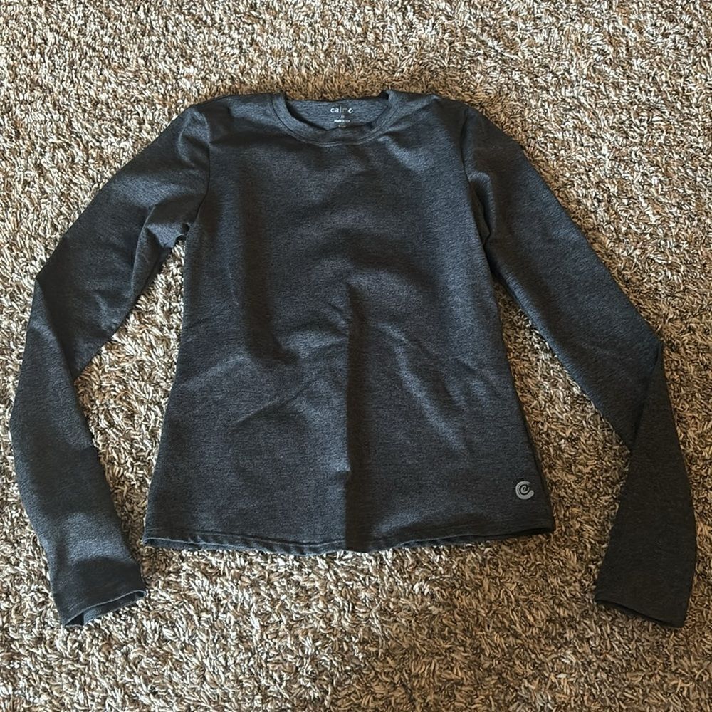 Calme by Johnny Was athletic grey long-sleeve t shirt size XS